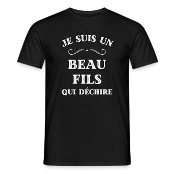 beau fils qui dechire humour gendre homme cadeau - T-shirt homme - noir - Devant - AI Model Male 178 light (178cm)