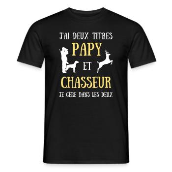 papy chasseur humour chasse homme cadeau papi - T-shirt homme - noir - Devant - AI Model Male 178 light (178cm)