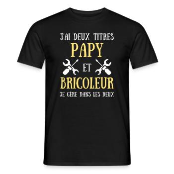 deux titres papy bricoleur humour bricolage homme - T-shirt homme - noir - Devant - AI Model Male 178 light (178cm)