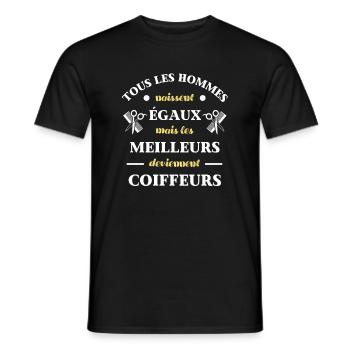 hommes égaux coiffeur humour coiffure homme cadeau - T-shirt homme - noir - Devant - AI Model Male 178 light (178cm)