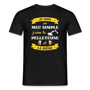 mec simple pelleteuse biere humour engin chantier - T-shirt homme - noir - Devant - AI Model Male 178 light (178cm)