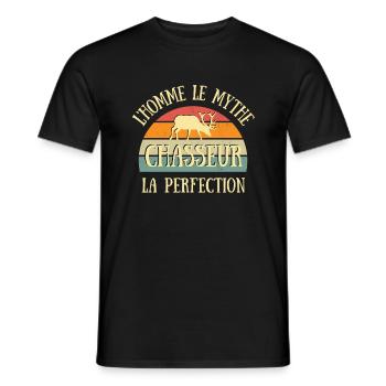 chasseur homme perfection humour chasse cerf drole - T-shirt homme - noir - Devant - AI Model Male 178 light (178cm)