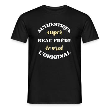 authentique super beau frere humour beauf homme - T-shirt homme - noir - Devant - AI Model Male 178 light (178cm)
