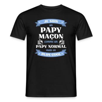 papy maçon homme humour maçonnerie chantier cadeau - T-shirt homme - noir - Devant - AI Model Male 178 light (178cm)