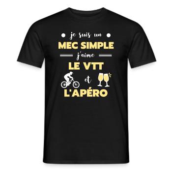 mec simple vtt apéro humour vététiste homme rigolo - T-shirt homme - noir - Devant - AI Model Male 178 light (178cm)