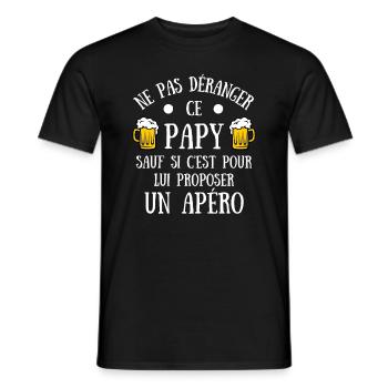 papy apéro humour grand père papi humoristique - T-shirt homme - noir - Devant - AI Model Male 178 light (178cm)