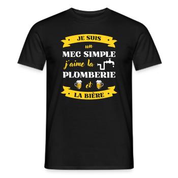 mec simple plomberie biere humour plombier homme - T-shirt homme - noir - Devant - AI Model Male 178 light (178cm)