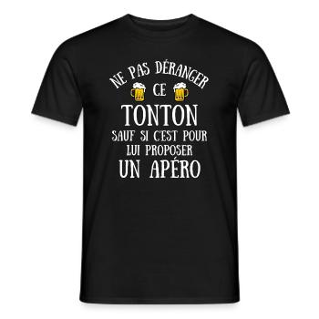 tonton apéro humour oncle idée cadeau personnalisé - T-shirt homme - noir - Devant - AI Model Male 178 light (178cm)