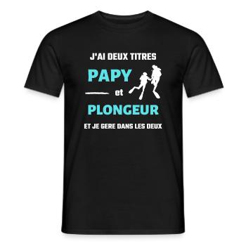 papy plongée sous marine homme humour plongeur - T-shirt homme - noir - Devant - AI Model Male 178 light (178cm)