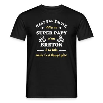 papy breton homme humour bretagne breizh cadeau - T-shirt homme - noir - Devant - AI Model Male 178 light (178cm)