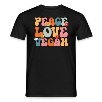 Vegan Peace Love Retro Vegetarian - Männer T-Shirt - Schwarz - Vorne - AI Model Male 178 light (178cm)