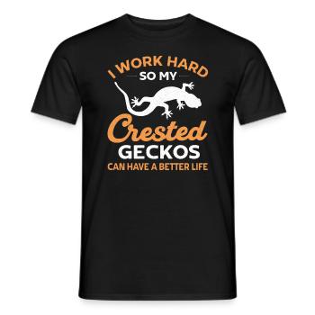 Crowned Gecko Crested Gecko Double Finger Gecko - Men's T-Shirt - black - Front - AI Model Male 178 light (178cm)