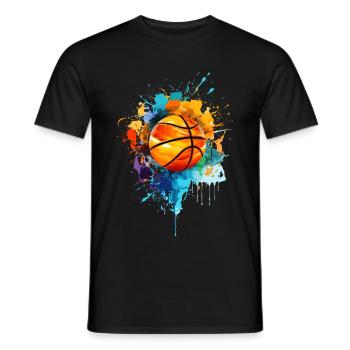 Colorful Basketball Paint Splash Splash Splash of Color - Men's T-Shirt - black - Front - AI Model Male 178 light (178cm)