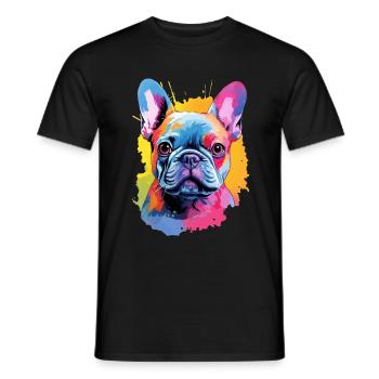 Bunte Französische Bulldogge - Männer T-Shirt - Schwarz - Vorne - AI Model Male 178 light (178cm)