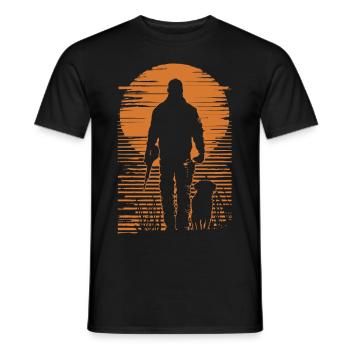 Chasse chasse avec chien rétro vintage - T-shirt homme - noir - Devant - AI Model Male 178 light (178cm)