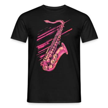 Saxophone des années 80 des années 90 - T-shirt homme - noir - Devant - AI Model Male 178 light (178cm)