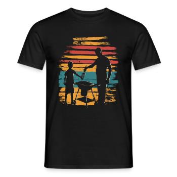 Père et fils griller BBQ Fête des pères - T-shirt homme - noir - Devant - AI Model Male 178 light (178cm)