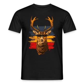 Hirsch mit Sonnenbrille vintage - Männer T-Shirt - Schwarz - Vorne - AI Model Male 178 light (178cm)