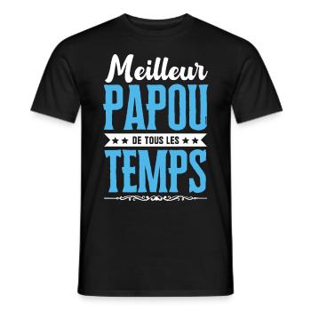 Meilleur Papou de tous les temps ! - T-shirt homme - noir - Devant - AI Model Male 178 light (178cm)