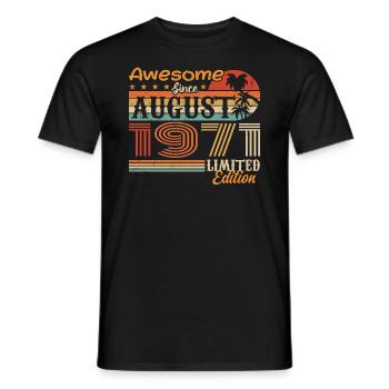 1971 Août Idée cadeau Août 1971 - T-shirt homme - noir - Devant - AI Model Male 178 light (178cm)