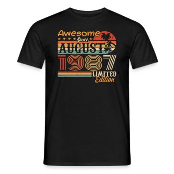 1987 August Geschenkidee August 1987 - Männer T-Shirt - Schwarz - Vorne - AI Model Male 178 light (178cm)