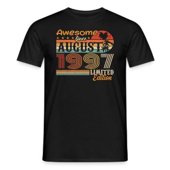 1997 August Geschenkidee August 1997 - Männer T-Shirt - Schwarz - Vorne - AI Model Male 178 light (178cm)