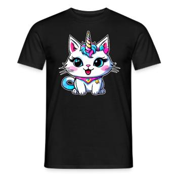 Chat Licorne mignon - T-shirt homme - noir - Devant - AI Model Male 178 light (178cm)