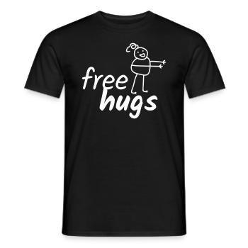 Funny Saying Free Hugs with Drawing - Men's T-Shirt - black - Front - AI Model Male 178 light (178cm)