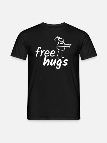 Zabawne powiedzenie Darmowe uściski z rysunkiem - T-shirt męski - czarny