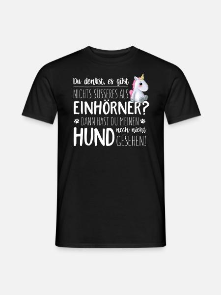 Einhorn vs Hund - Männer T-Shirt - Schwarz