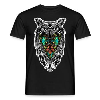 Owl color - Men's T-Shirt - black - Front - AI Model Male 178 light (178cm)