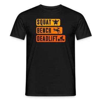 SQUAT BENCH DEADLIFT Maillot de fitness Powerlifter - T-shirt homme - noir - Devant - AI Model Male 178 light (178cm)