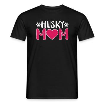 Husky Heart Mom Gift - Men's T-Shirt - black - Front - AI Model Male 178 light (178cm)