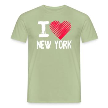 I Love New York NY Tourist GIft - Men's T-Shirt - sage - Front - AI Model Male 178 light (178cm)