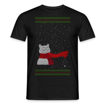 Strickkätzchen (weiß) - Männer T-Shirt - Schwarz - Vorne - AI Model Male 178 light (178cm)