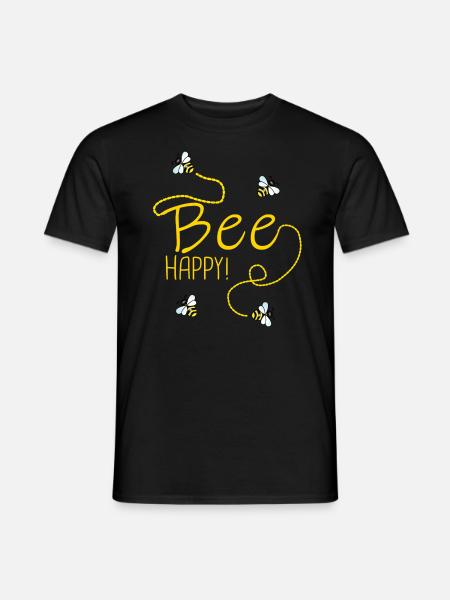 Biene Honigbiene Imker Bee Happy - Männer T-Shirt - Schwarz