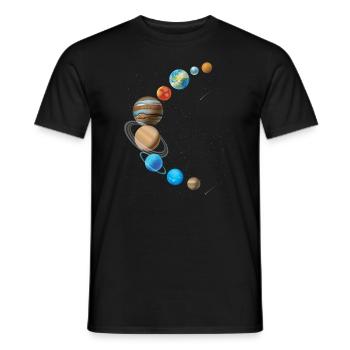 Space Space Solar system in cresnel shape - Men's T-Shirt - black - Front - AI Model Male 178 light (178cm)