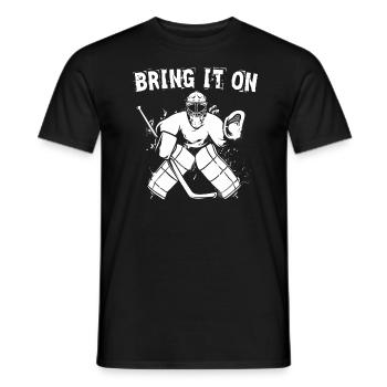 Rondelle de hockey sur glace Gardien de but de hockey Bring It On - T-shirt homme - noir - Devant - AI Model Male 178 light (178cm)