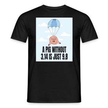 A Pig without 3.14 - Pi Geschenk Idee - Männer T-Shirt - Schwarz - Vorne - AI Model Male 178 light (178cm)