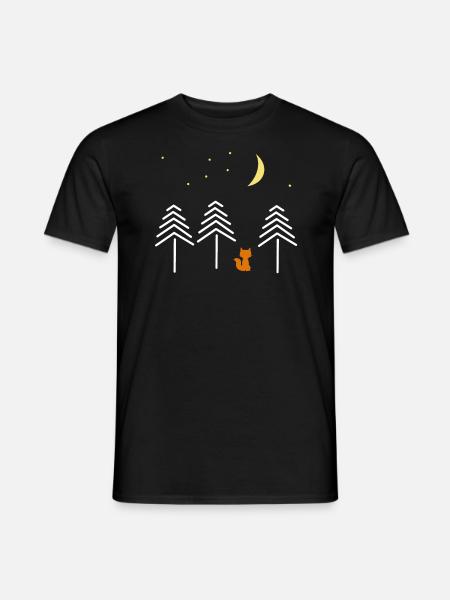 fuchs nacht wald Mond - Männer T-Shirt - Schwarz