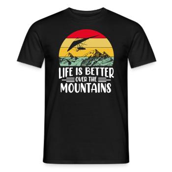 Gleitschirmflieger Hanggleiter Gleitschirm Berge - Männer T-Shirt - Schwarz - Vorne - AI Model Male 178 light (178cm)