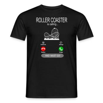 Roller coaster is calling roller coaster waiting for fun fair - Men's T-Shirt - black - Front - AI Model Male 178 light (178cm)