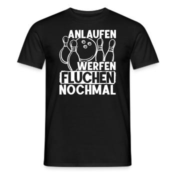 Anlaufen Werfen Fluchen Nochmal Bowlen Kegeln - Männer T-Shirt - Schwarz - Vorne - AI Model Male 178 light (178cm)