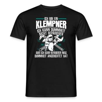 Klempner Lustige Sprüche Heizungsbauer - Männer T-Shirt - Schwarz - Vorne - AI Model Male 178 light (178cm)