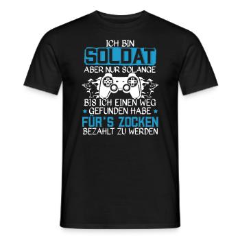 Bundeswehr Soldat Gamer Fürs Zocken Bezahlt Werden - Männer T-Shirt - Schwarz - Vorne - AI Model Male 178 light (178cm)