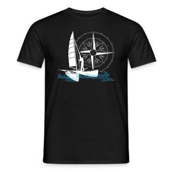 Catamaran sailing double hull boat two hull boat - Men's T-Shirt - black - Front - AI Model Male 178 light (178cm)