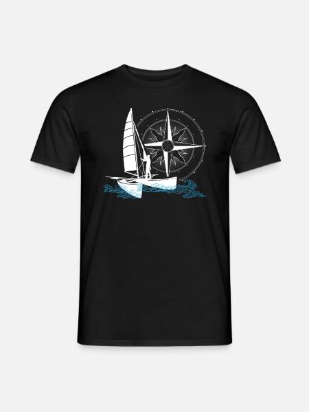 Catamaran voile double coque bateau deux coques - T-shirt homme - noir