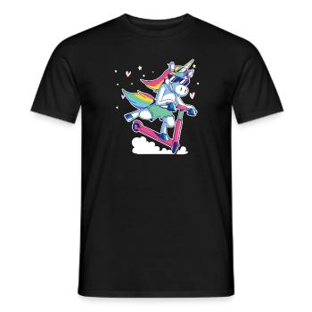 Kick scooter unicorn scooter gift - Men's T-Shirt - black - Front - AI Model Male 178 light (178cm)