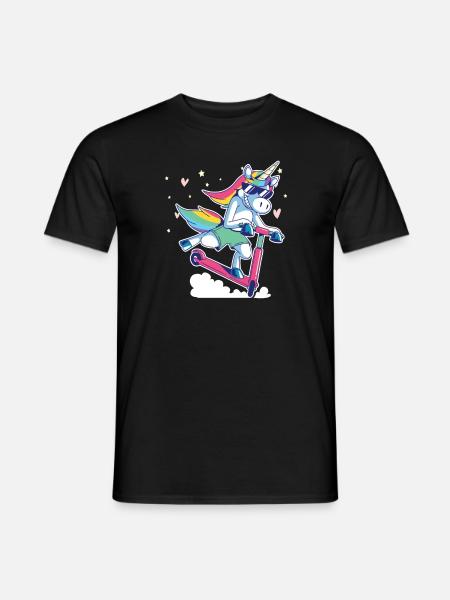 Tretroller Einhorn Roller Geschenk - Männer T-Shirt - Schwarz