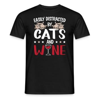 Slightly Distracted By Cats And Wine Kittens - Men's T-Shirt - black - Front - AI Model Male 178 light (178cm)